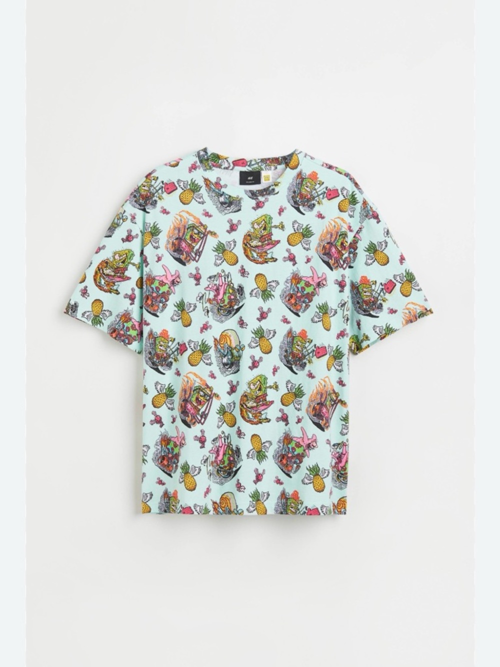 H&M SpongeBob SquarePants blue pastel graphic print funky tee.